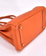Herm&egrave;s Birkin 25-40 Orange Gold Buckle Custom - Image 5