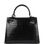 Hermes Kelly Sellier 25 Vert Rousseau Shiny Porosus Crocodile Palladium Hardware - Image 4