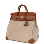 Hermes Birkin HAC 40 Gold Togo and Ecru-Beige Toile H Canvas Palladium Hardware - Image 5