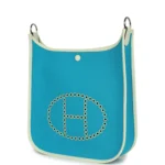 Hermes Neo Evelyne PM Bleu Azteque Officier Canvas and Vert Fizz Swift Palladium Hardware - Image 5