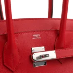 Hermes Shoulder Birkin Light 29 Rouge Radieux Evercolor Palladium Hardware - Image 7