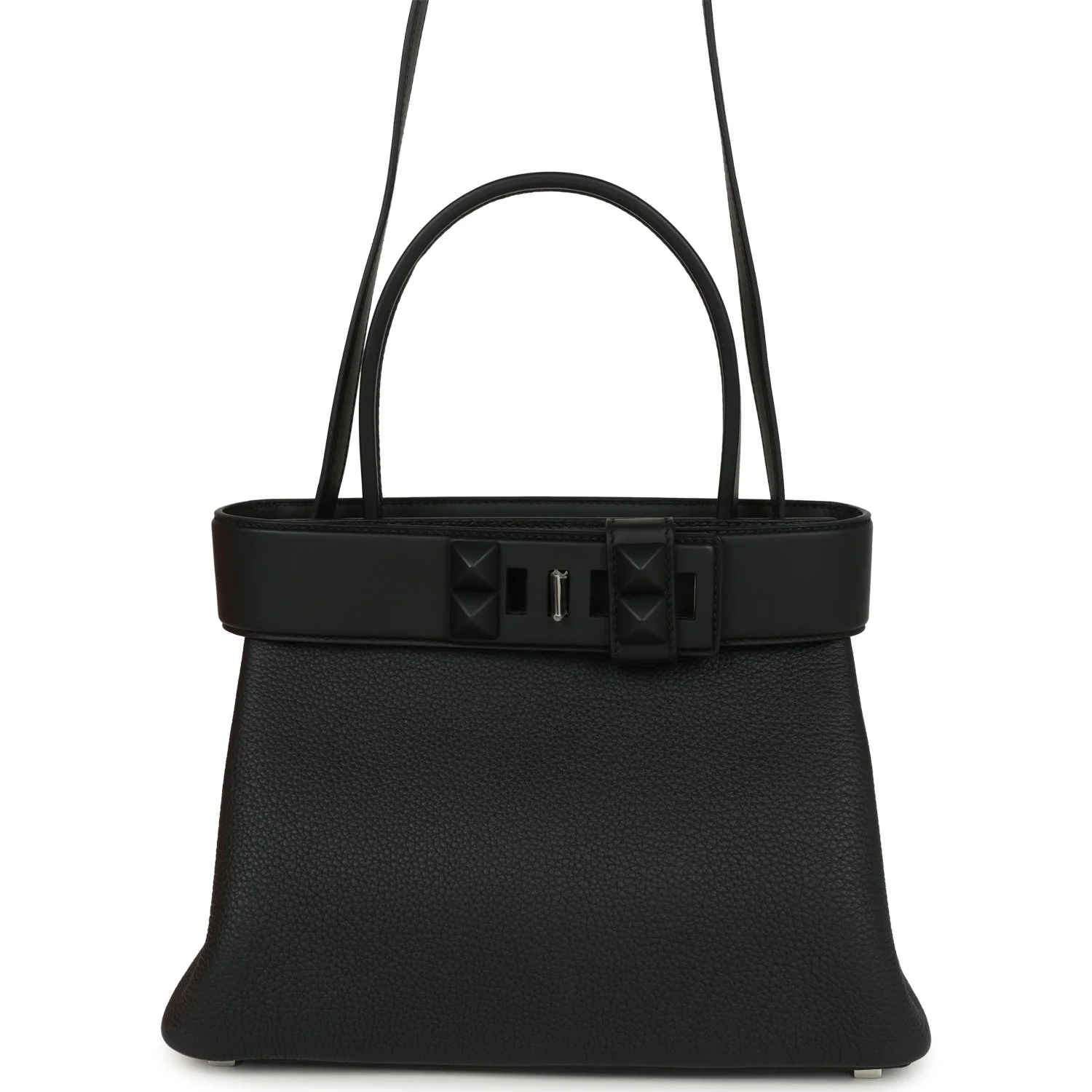 4CC3C5A0-4C21-D9AF-4C6B-EFAE5C174C94.webp Hermes Medor Bag Black Togo and Swift Palladium Hardware - Image 1