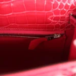 Hermes Kelly Sellier 25 Rose Extreme Shiny Alligator Palladium Hardware - Image 9