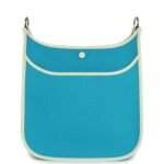 Hermes Neo Evelyne PM Bleu Azteque Officier Canvas and Vert Fizz Swift Palladium Hardware - Image 4
