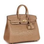 Hermes Birkin 25 Chai Matte Alligator Gold Hardware - Image 2