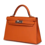 Hermes Kelly Sellier 20 Orange Epsom Palladium Hardware - Image 5