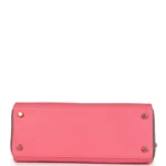 Hermes Special Order (HSS) Kelly Retourne 28 Rose Azalee and Vert Vertigo Swift Gold Hardware - Image 6