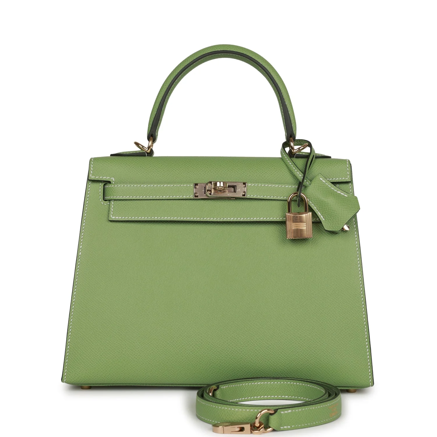 52527E51-D1D9-0F1B-7E31-302DD9DC2DDB.webp Hermes Special Order (HSS) Kelly Sellier 25 Vert Criquet Epsom Permabrass Hardware - Image 1
