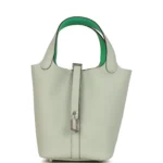 Hermes Picotin Lock 18 Eclat Gris Neve Clemence and Vert Comics Swift Palladium Hardware