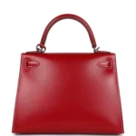 Hermes Kelly Sellier 28 Rouge Piment Box Palladium Hardware - Image 4