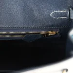 Hermes Special Order (HSS) Birkin 25 Gris Perle and Vert Rousseau Matte Alligator Brushed Gold Hardware - Image 9