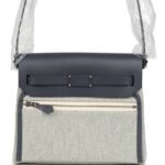 Hermes Herbag Zip 20 Mini Ecru and Ardoise Toile H Canvas and Ardoise Vache Hunter Palladium Hardware - Image 4