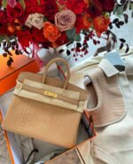 Herm&egrave;s Birkin 25-30 Milk Tea Matte Crocodile Leather - Image 4