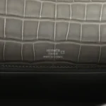 Hermes Kelly Pochette Gris Ciment Shiny Alligator Palladium Hardware - Image 7