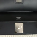 Hermes Mini Jypsiere Black and Ecru Toile H Black Swift Palladium Hardware - Image 8