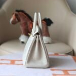 Hermes Birkin platinum bag, white color, glossy crocodile skin, gold clasp, 25cm customization - Image 4