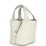 Hermes Picotin Lock 18 New White Clemence Palladium Hardware - Image 3