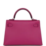 Hermes Special Order (HSS) Kelly Sellier 20 Rose Pourpre Verso Epsom Palladium Hardware - Image 4