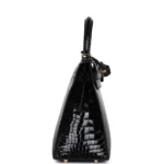 Hermes Kelly Sellier 28 Black Shiny Alligator Gold Hardware - Image 3