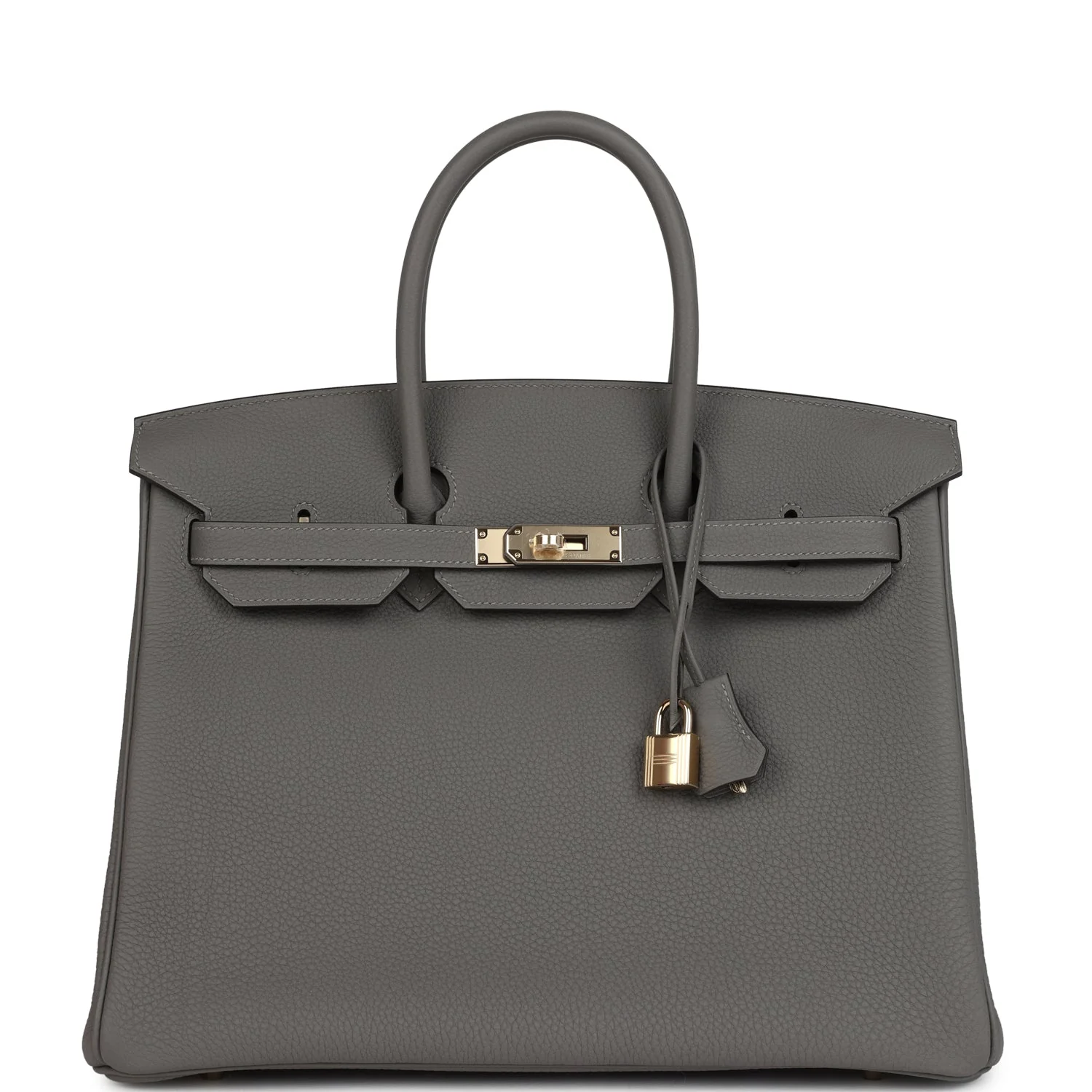 58AF14EB-369A-676E-B9CA-66114474A019.webp Hermes Birkin 35 Gris Meyer Togo Permabrass Hardware - Image 1