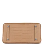 Hermes Birkin 25 Chai Matte Alligator Palladium Hardware - Image 6