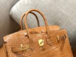 Herm&egrave;s Birkin 25cm, Tahitian gold, first-class American crocodile, gold clasp, original honeycomb thread, top-quality craftsmanship customization - Image 4