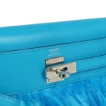 Hermes Kelly Elan Foile Bleu Frida Chevre Chamkila and Ostrich Feathers Palladium Hardware - Image 7