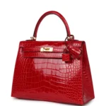 Hermes Kelly Sellier 25 Braise Shiny Alligator Mississippiensis Gold Hardware - Image 3