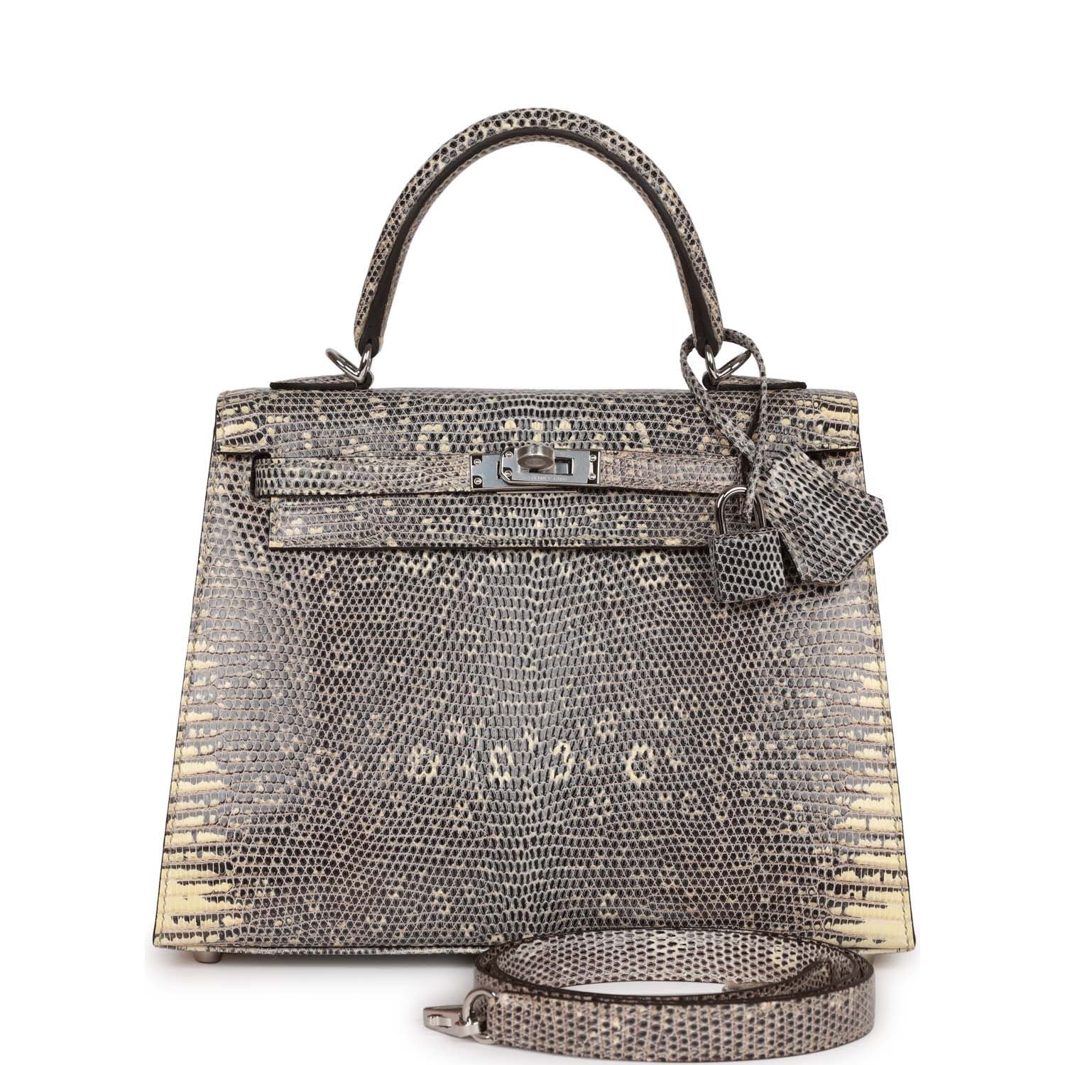 5A9090EF-2938-54B9-20AE-BA81F5FEE809.jpg Hermes Kelly Sellier 25 Ombre Varanus Salvator Lizard Palladium Hardware - Image 1