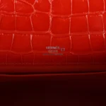 Hermes Kelly Pochette Orange Poppy Shiny Alligator Palladium Hardware - Image 7