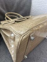 Hermes beige silver buckle shiny inverted V crocodile birkin 25-30CM customization - Image 3