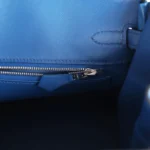 Hermes Birkin 25 Bleu France Swift and Bleu Bill-Ecru Toile H Canvas Palladium Hardware - Image 9