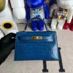 Kelly2 Mini 19 American crocodile skin Blue - Image 2
