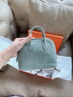 Bolide Mini 18CM Matte crocodile leather Crystal Gray - Image 2
