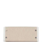 Hermes Kelly Sellier 25 New White Swift and Ecru-Beige Toile H Canvas Palladium Hardware - Image 6