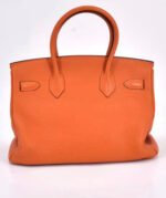 Herm&egrave;s Birkin 25-40 Orange Gold Buckle Custom - Image 4