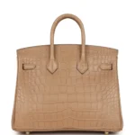 Hermes Birkin 25 Chai Matte Alligator Gold Hardware - Image 4