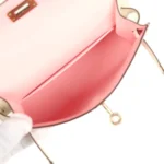 Hermes Special Order (HSS) Kelly Sellier 20 Rose Sakura and Nata Chevre Mysore Permabrass Hardware - Image 8