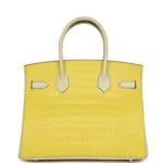 Herm&egrave;s 30cm Birkin HSS Vanille/ Mimosa Matte Alligator Palladium Hardware customization - Image 3