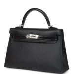 Hermes Kelly Sellier 20 Black Madame and Shiny Varanus Lizard Touch Palladium Hardware - Image 5