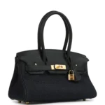 Hermes Shoulder Birkin Light 29 Black Swift and Bleu Indigo Denim Gold Hardware - Image 2