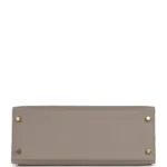Hermes Special Order (HSS) Kelly Sellier 28 Gris Asphalte Verso Epsom Brushed Gold Hardware - Image 6