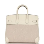 Hermes Birkin 25 Nata Swift and Ecru-Beige Toile H Canvas Palladium Hardware - Image 4