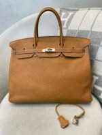 Herm&egrave;s Bikrin 35-40 gold brown silver buckle custom - Image 2