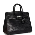 Hermes Birkin Sellier 25 Black Matte Alligator Palladium Hardware - Image 2