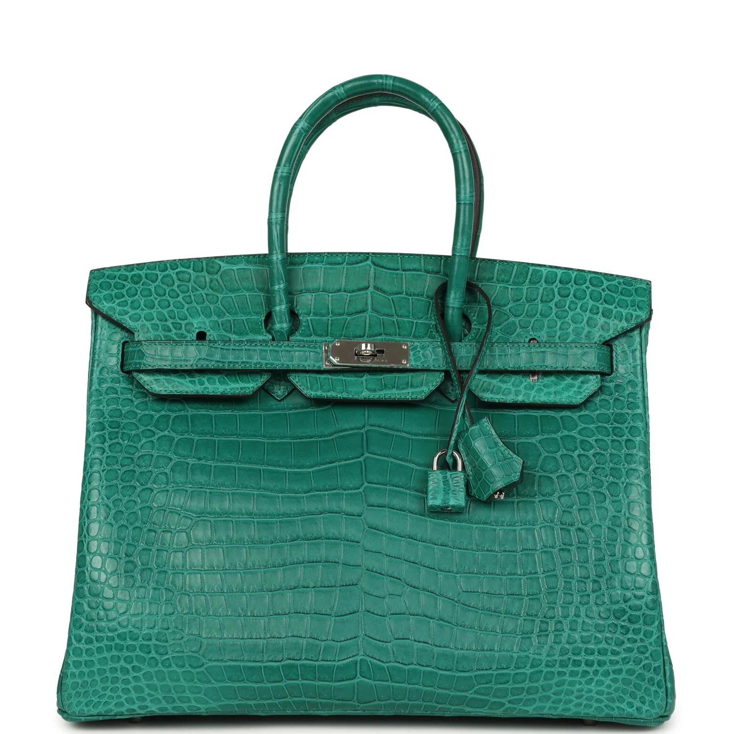 659D67D2-16D6-1D24-1402-3CD82DCB94FC.webp Hermes Birkin 35 Malachite Matte Porosus Crocodile Palladium Hardware - Image 1