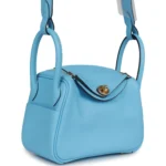 Hermes Mini Lindy Celeste Swift Gold Hardware - Image 2