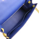 Hermes Special Order (HSS) Kelly Sellier 28 Bleu Electric and Lime Epsom Brushed Gold Hardware - Image 7