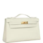 Hermes Kelly Pochette White Swift Gold Hardware - Image 2