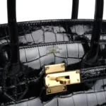 Hermes Birkin 30 Black Shiny Crocodile Niloticus Gold Hardware - Image 7